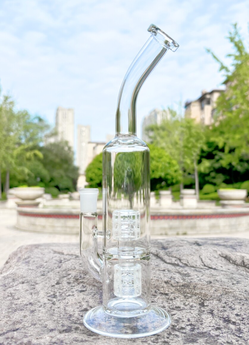 10&Prime; Double Matrix Perc Glass Bong Recycler Smoking Water Pipe Hookah Bubbler