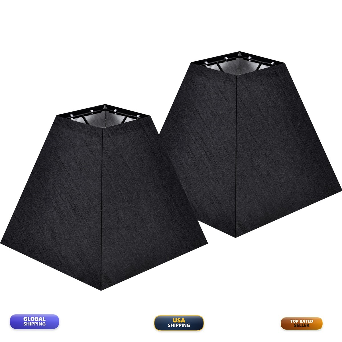 GO&SO Small Square Lampshades Set of 2 Black 4&Prime;×9&Prime;D×8.3&Prime;H