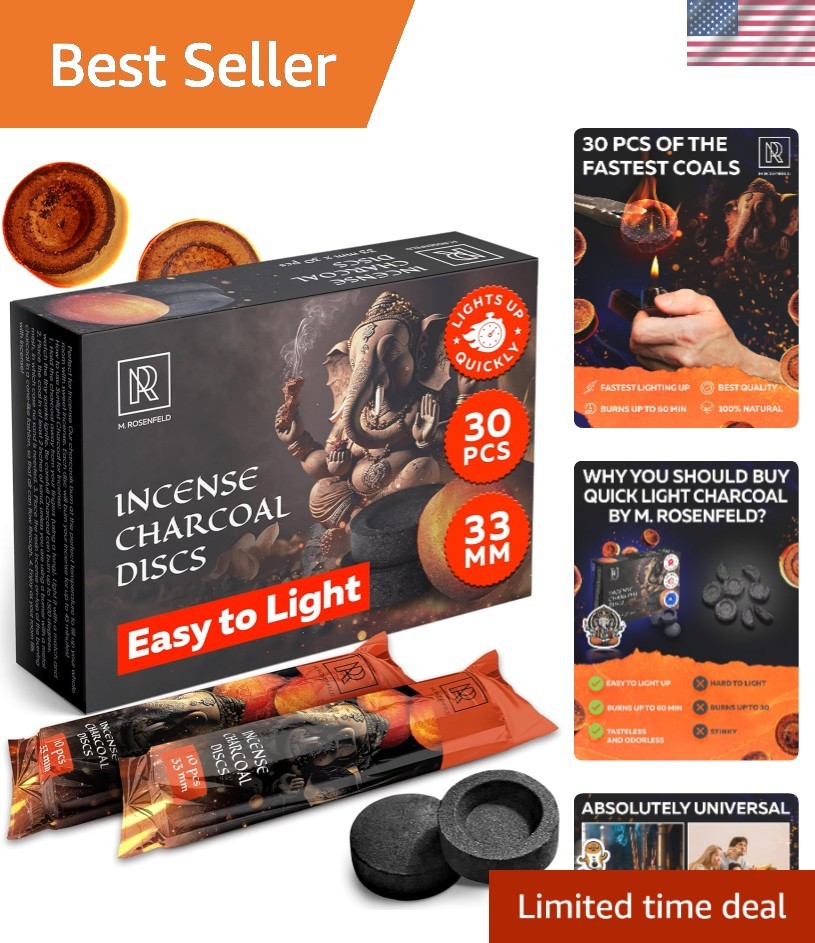 Charcoal Discs to Burn Incense – 30 pcs Charcoal for Incense Burning – 33 mm …