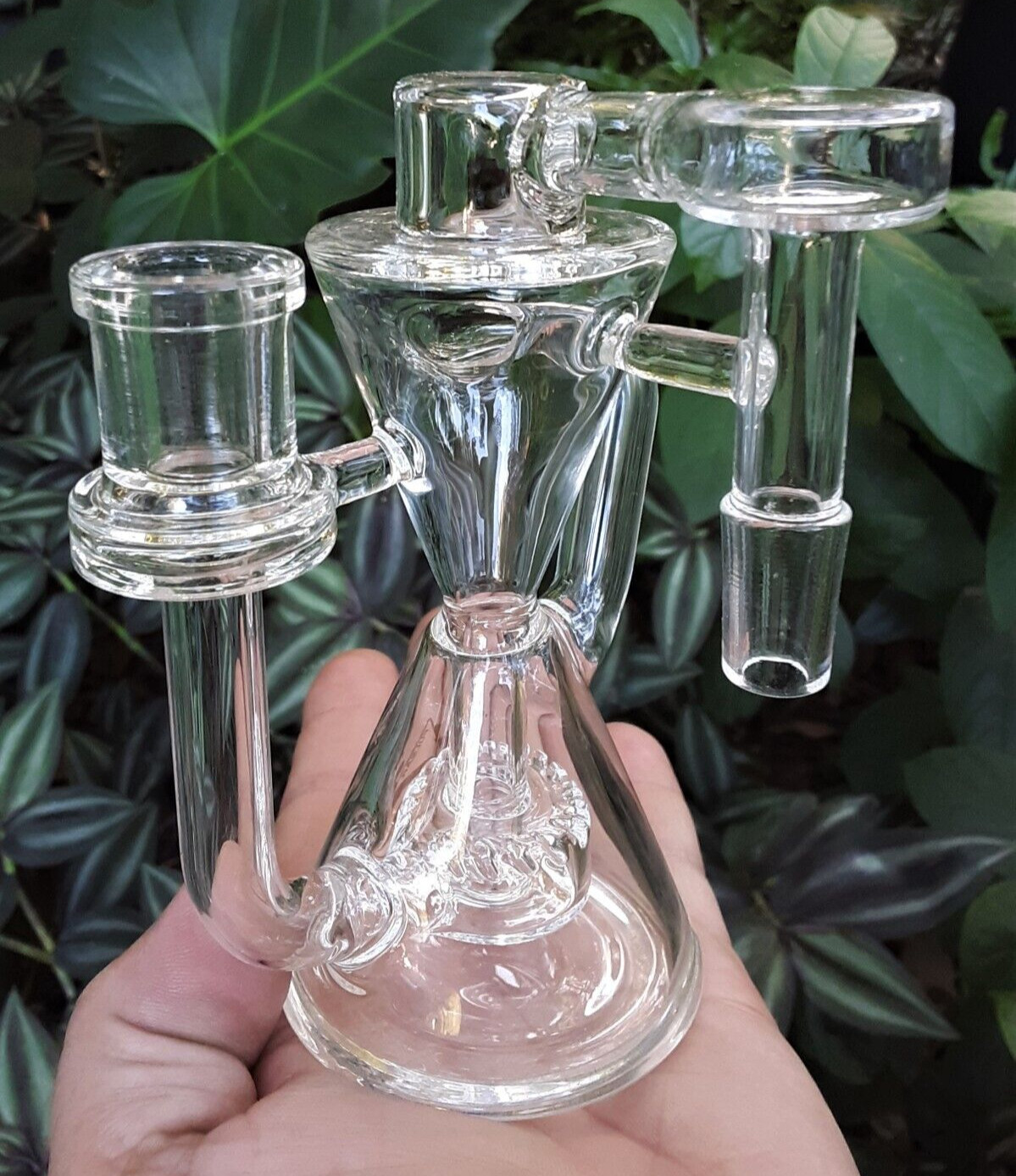 14mm Ash Catcher 90° Degree 5.25&Prime; Clear Glass Venturi Hourglass