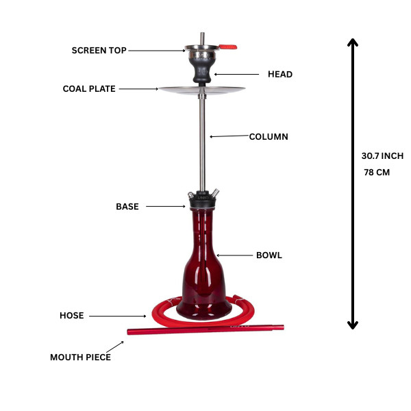 Amy Deluxe German Hookah Shisha Set, Unio 004.01 (Silver-red)