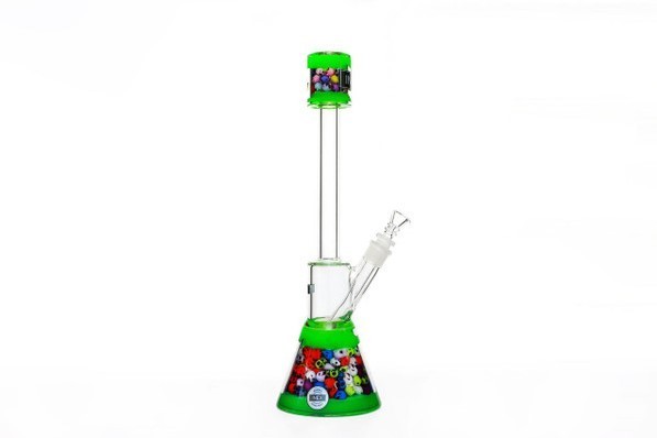 Inex Glass Beaker Heavy Water Pipe Green Skull