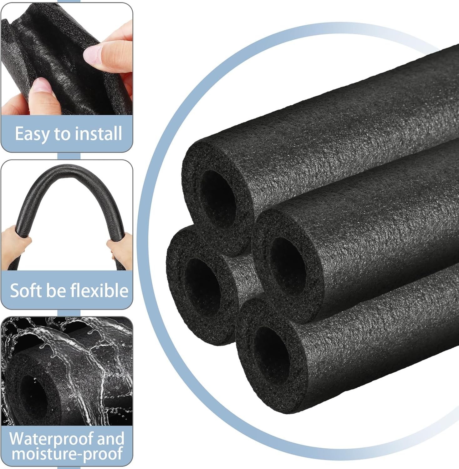 24 Pcs 3.3 Feet Foam Pipe Insulation Foam Tube Insulating Water Pipe Pool Swi…