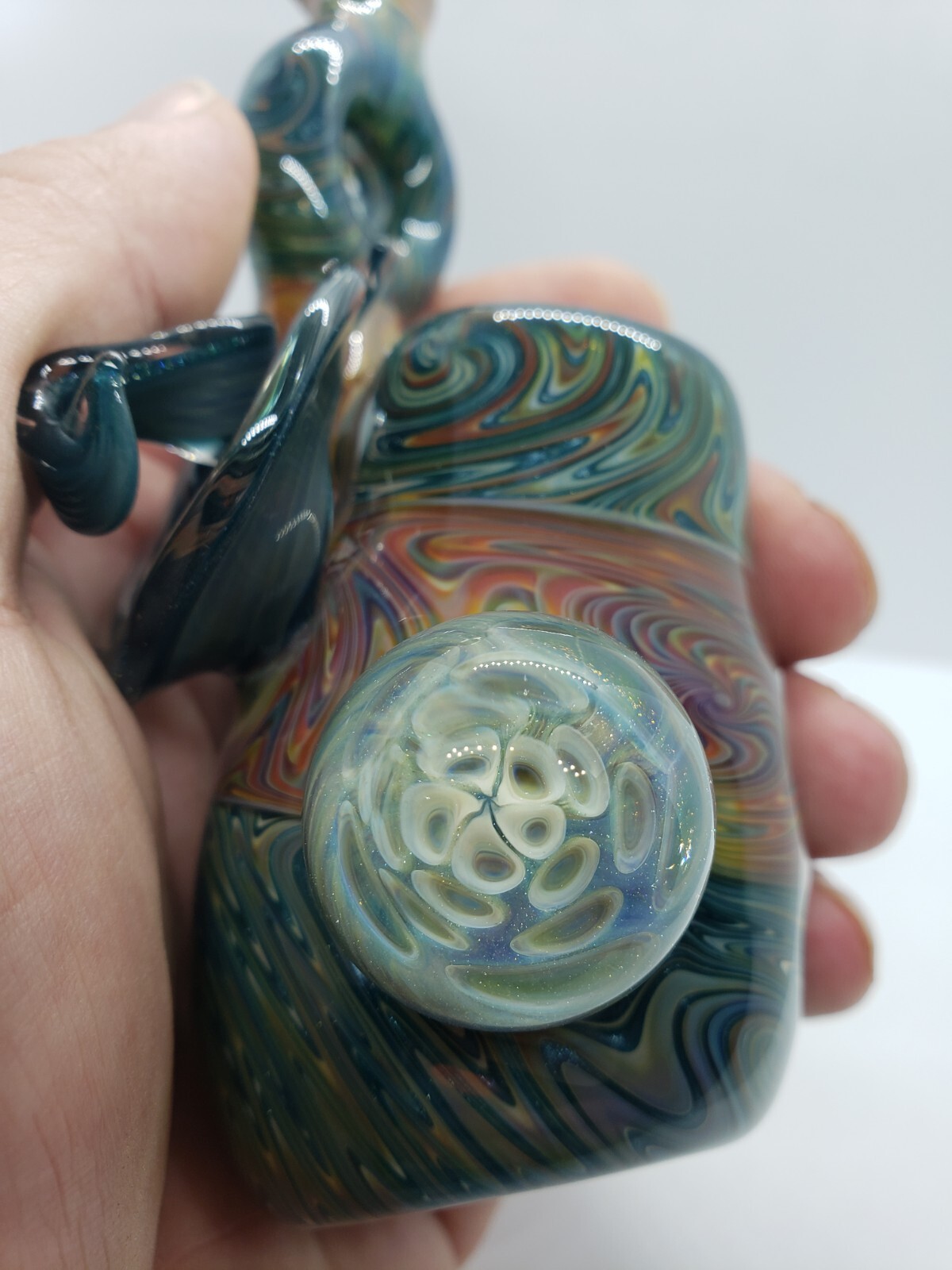 Wig Wag glass bubbler sherlock water pipe honeycomb marble bong NEW!