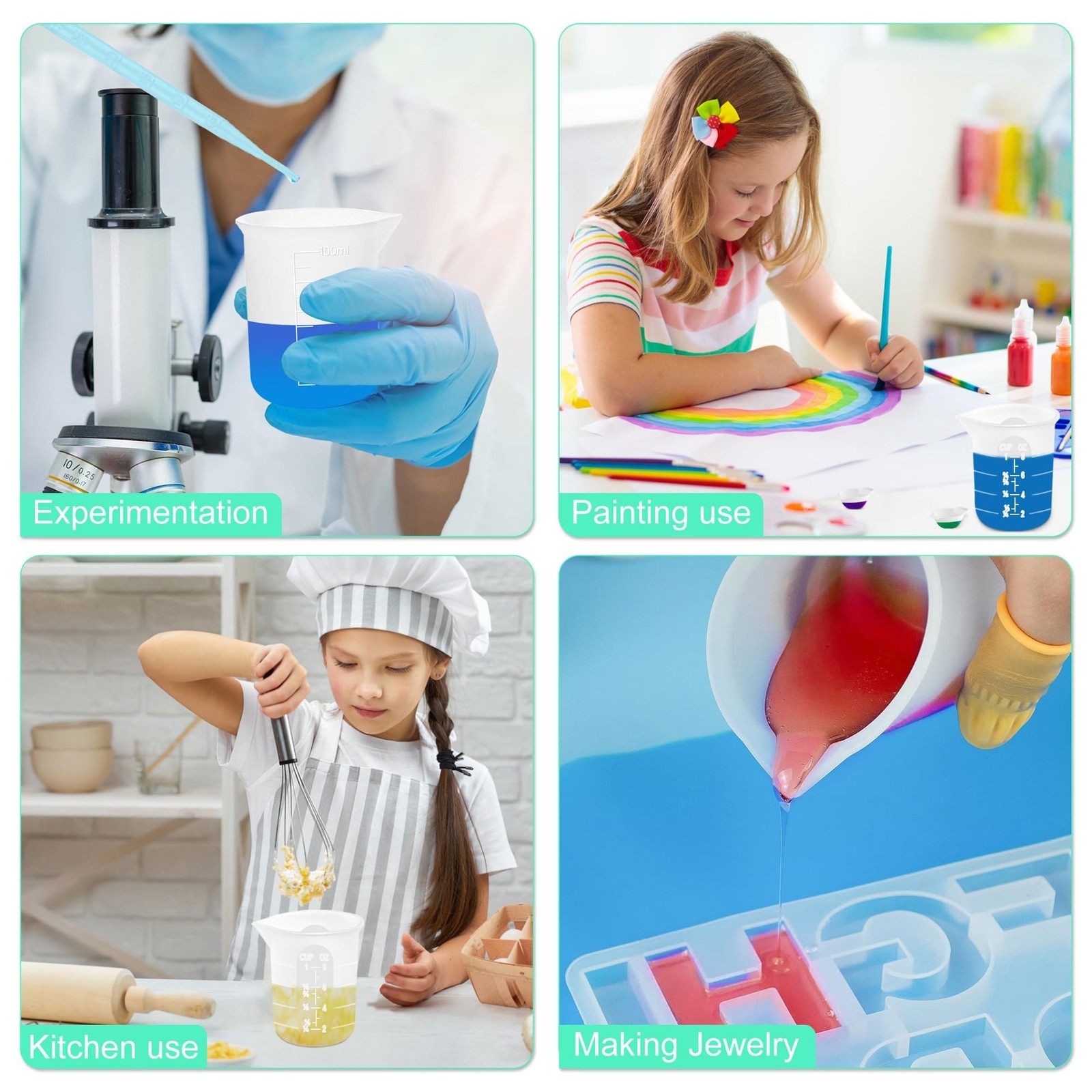 Silicone Measuring Cups for Resin Supplies,Resin Kit for 250ml &100ml Non-Sti…