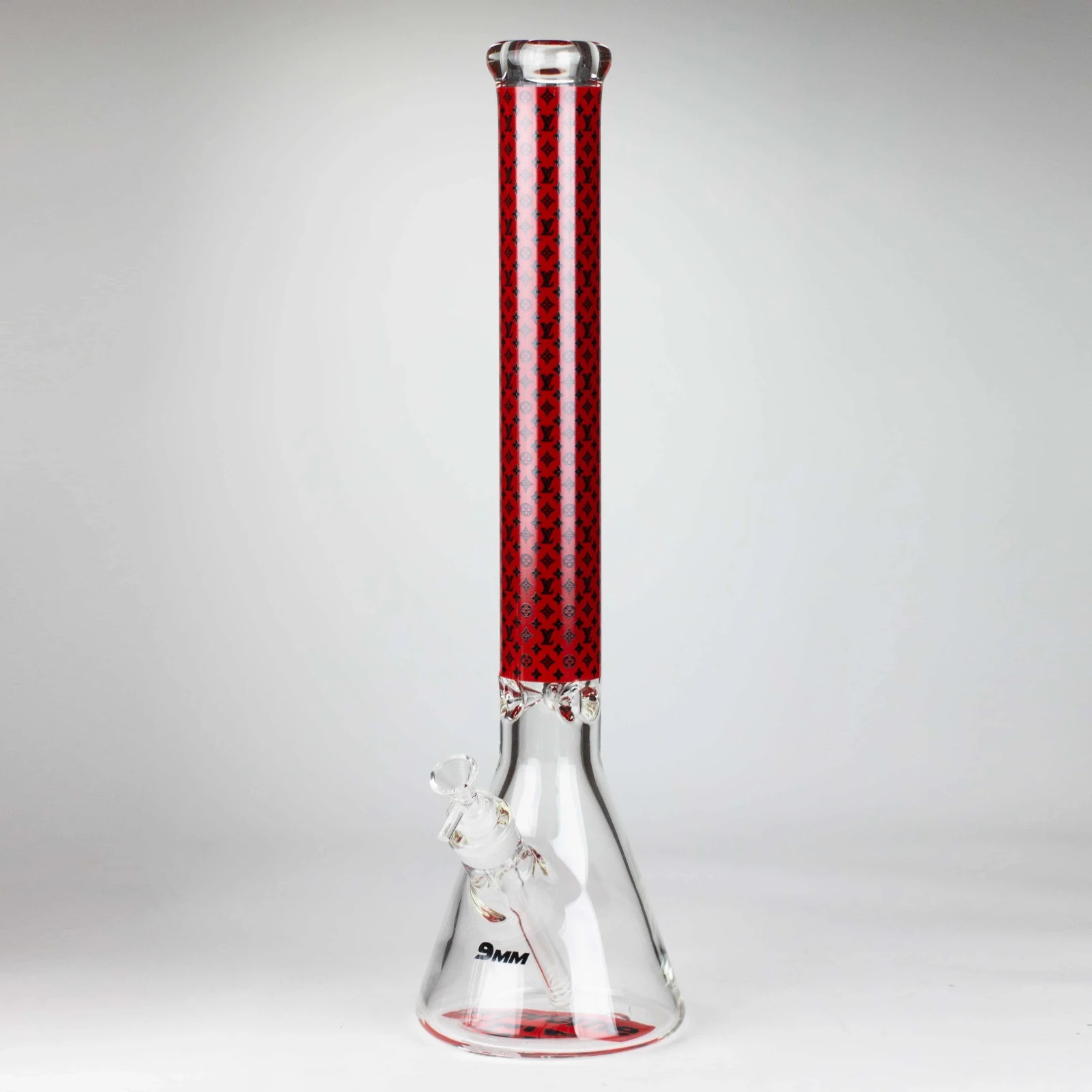 20&Prime; FF999 | El Vii Style | Glass Beaker Bong | Water Pipe Bubbler (Red Black)