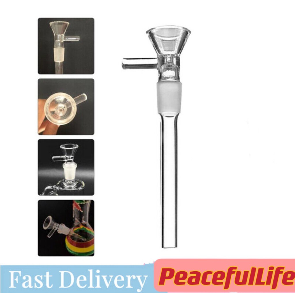 2PCS 4.7inch 14mm Male Pipes Glass Downstem with Bowl Adapter Water Filter Parts