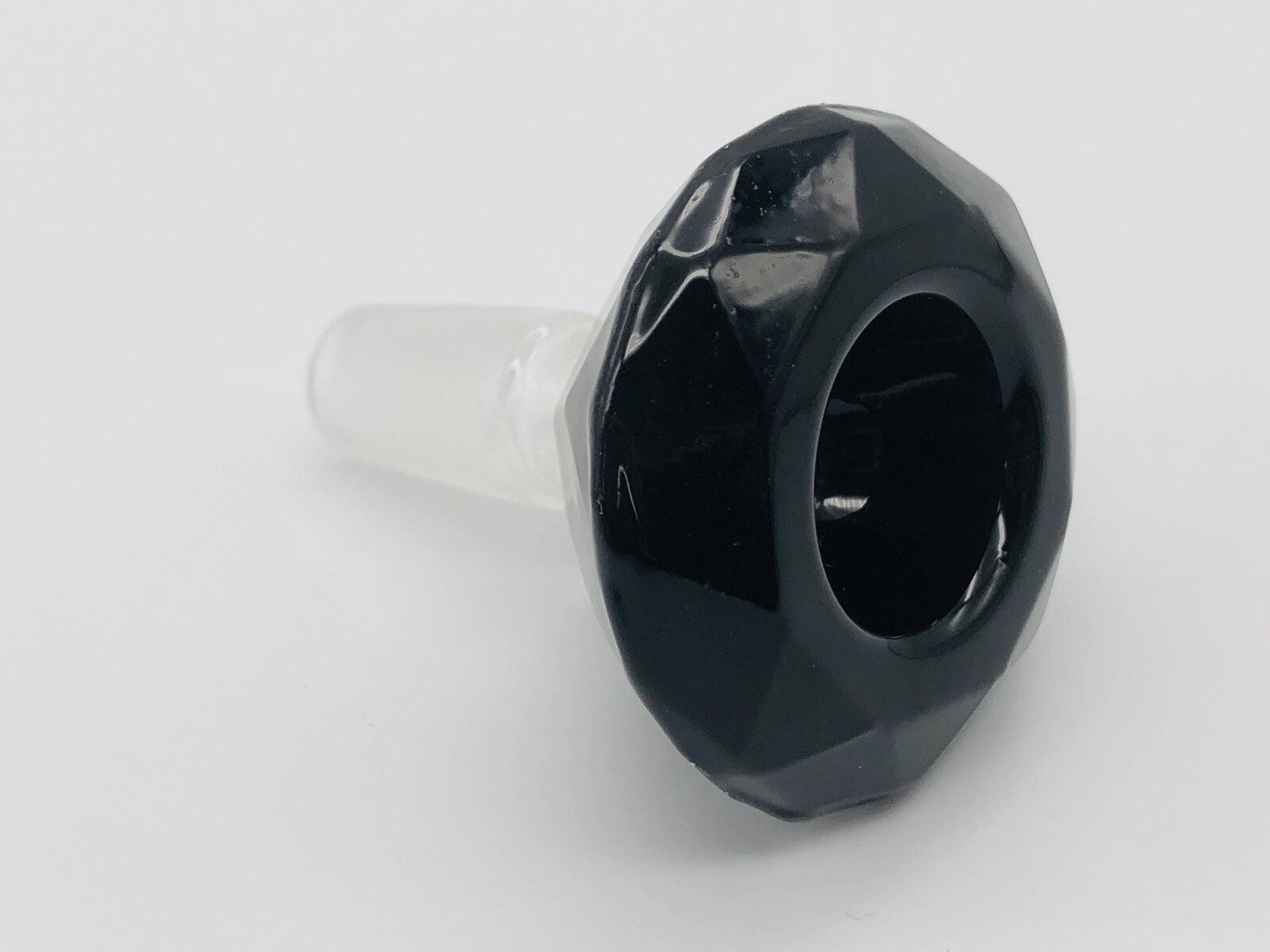 Collectible 14mm Black & Clear Glass Bowl Diamond Design Male Joint Art USA