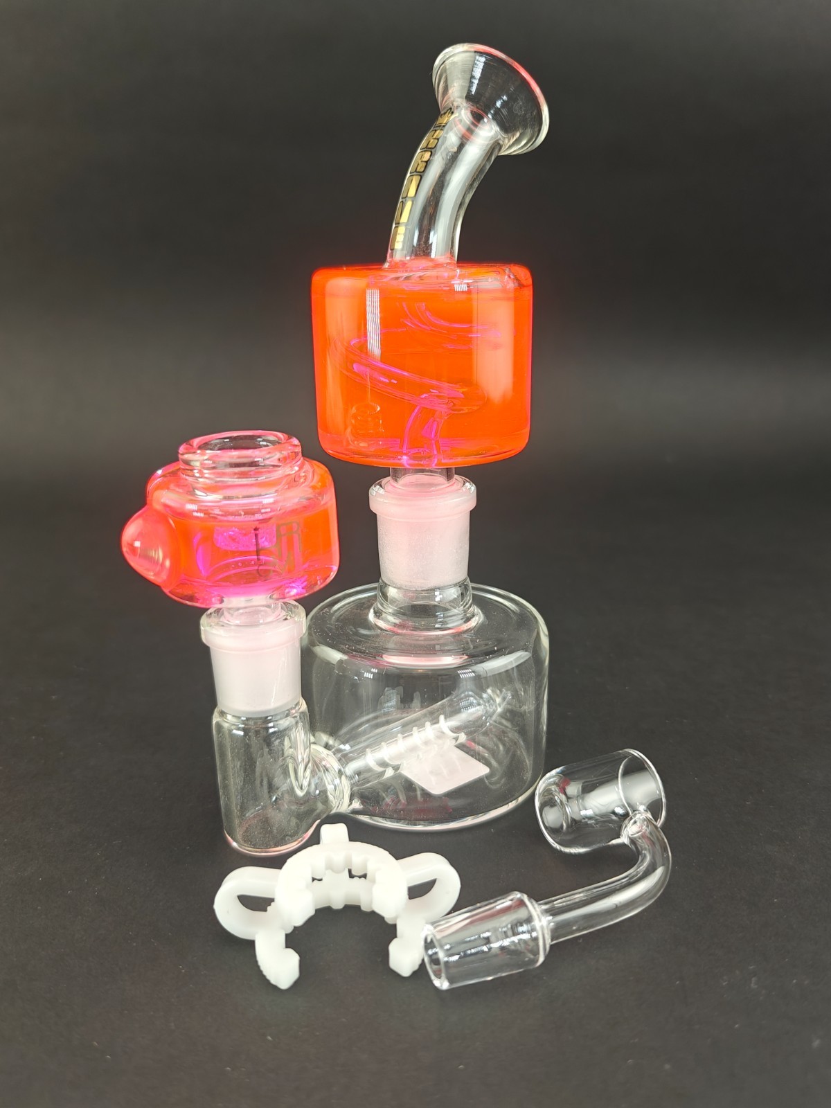 Krave FREEZABLE BONG WATER PIPE – UV Orange Glycerin Filled multi-piece bong
