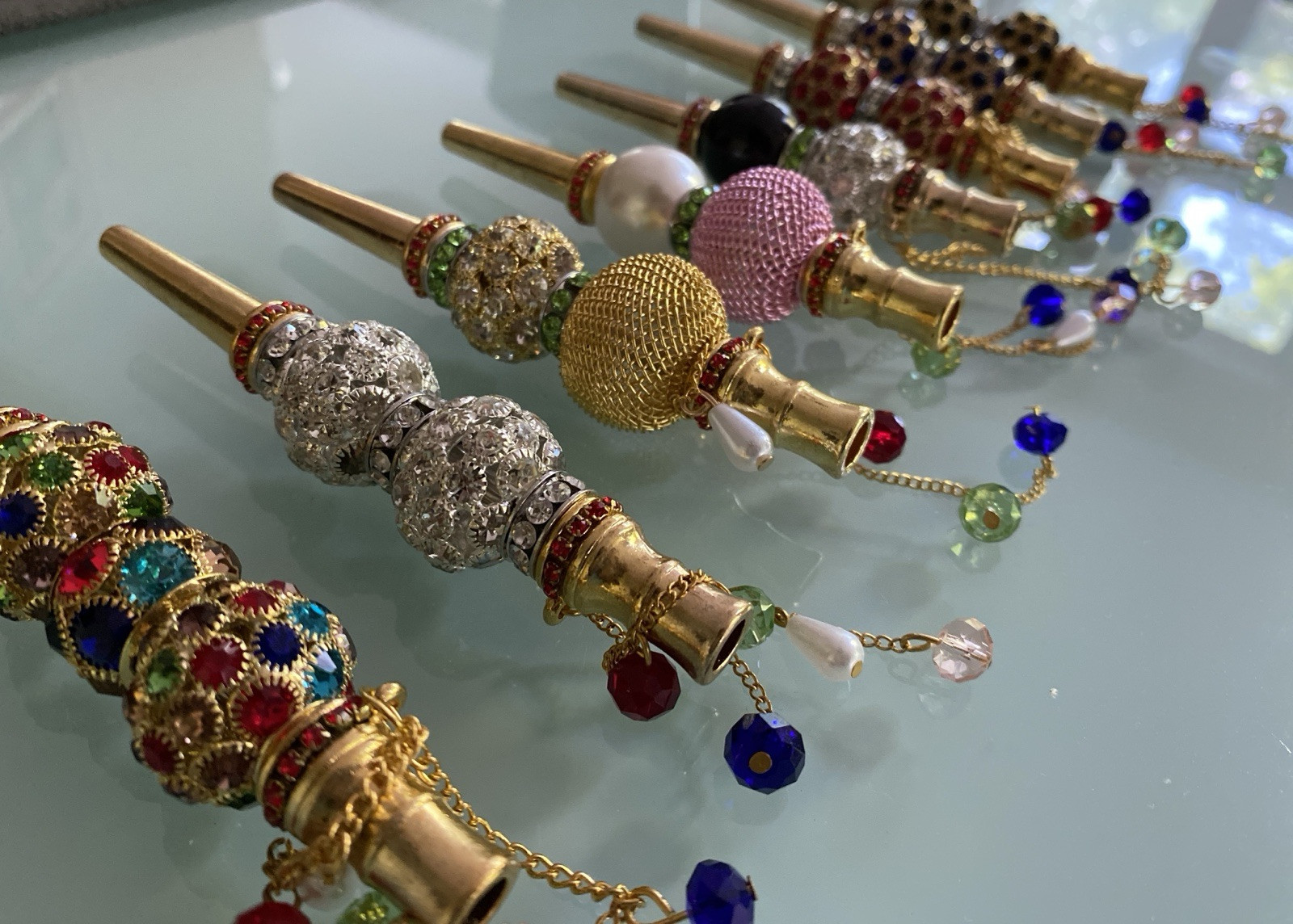 Luxury Hookah Mouthpiece Gold with Rhinestones