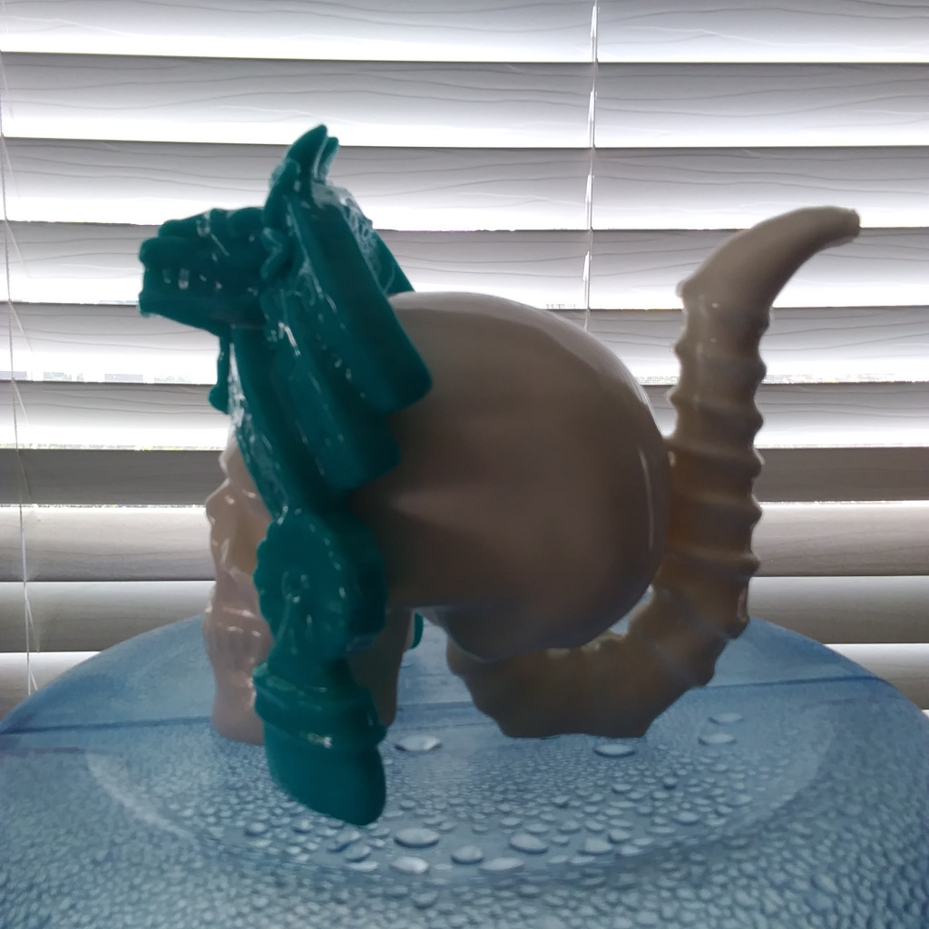 Quetzalcoatl Skull Bong Bubbler Water Pipe Turquoise on White