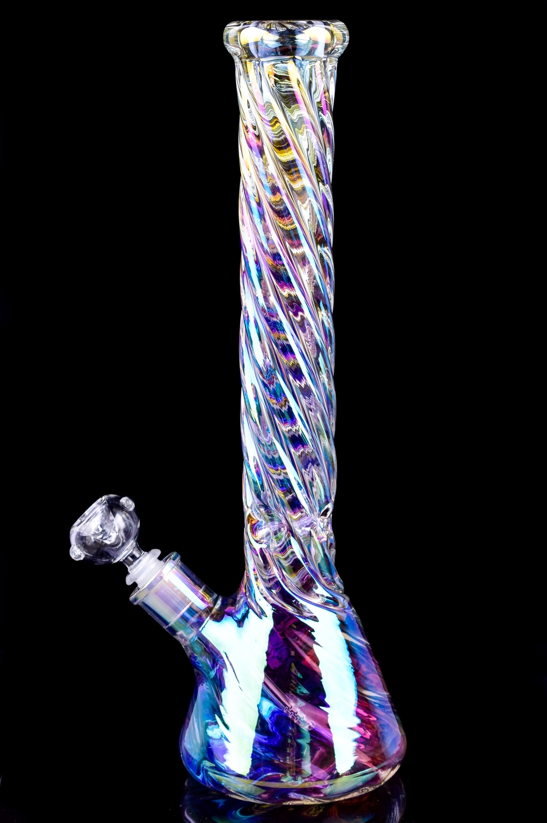 16&Prime; Inch THICK Iridescent Beaker BONG Glass Water Pipe HEAVY Helix GIRLY *USA*