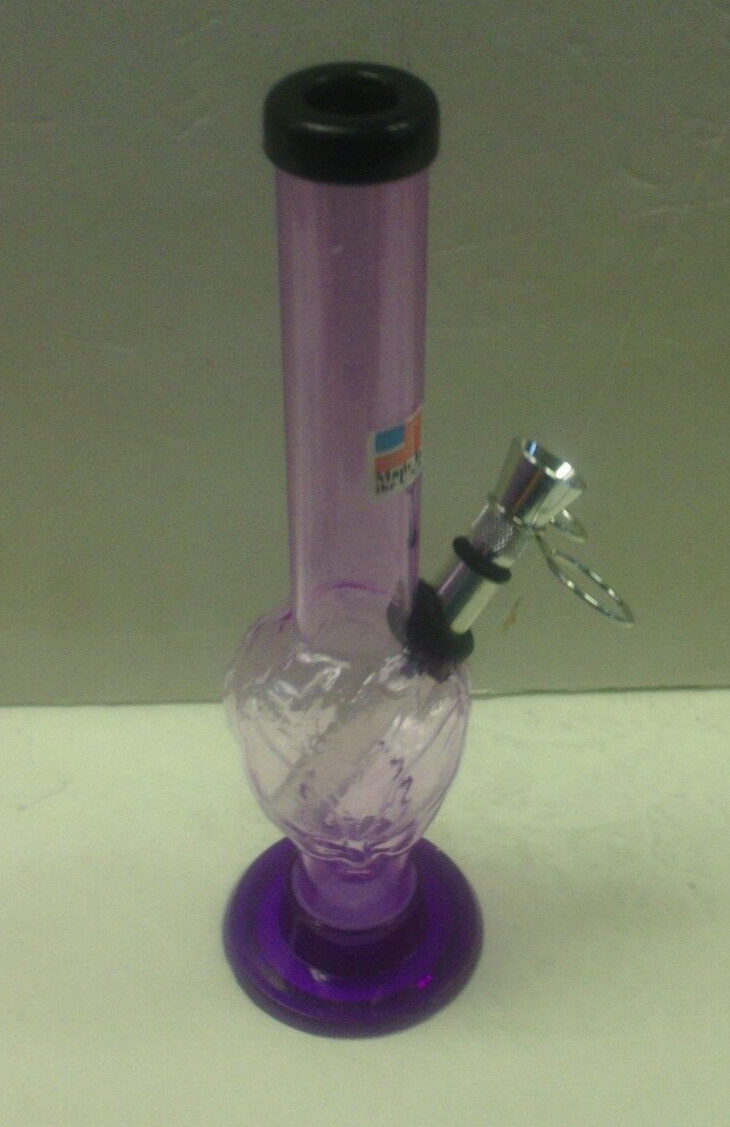 8&Prime; ACRYLIC PLASTIC ALIEN HEAD BUBBLE HOOKAH WATER PIPE BONG PULL CARB LAVEND 1&Prime;M