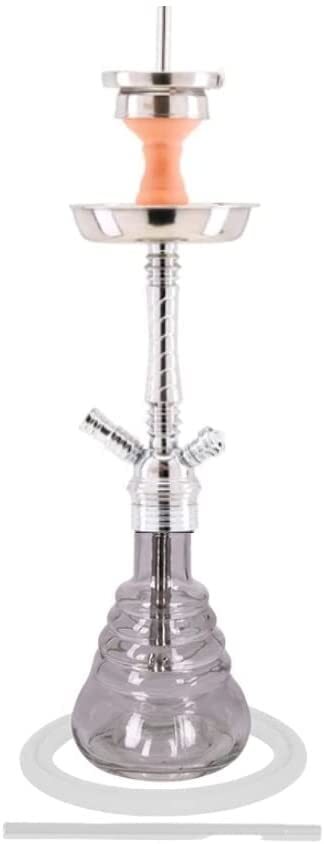 Heavy Metal Brass Hookah SS Glass Made In Germany Shisha w/ 1 Hose, Transparent