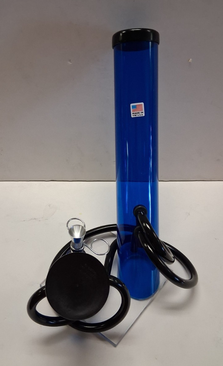 10&Prime; ACRYLIC PLASTIC DOUBLE CHAMBER WATER PIPE BONG HOOKAH PULL OFF BOWL BLUE 2&Prime;M