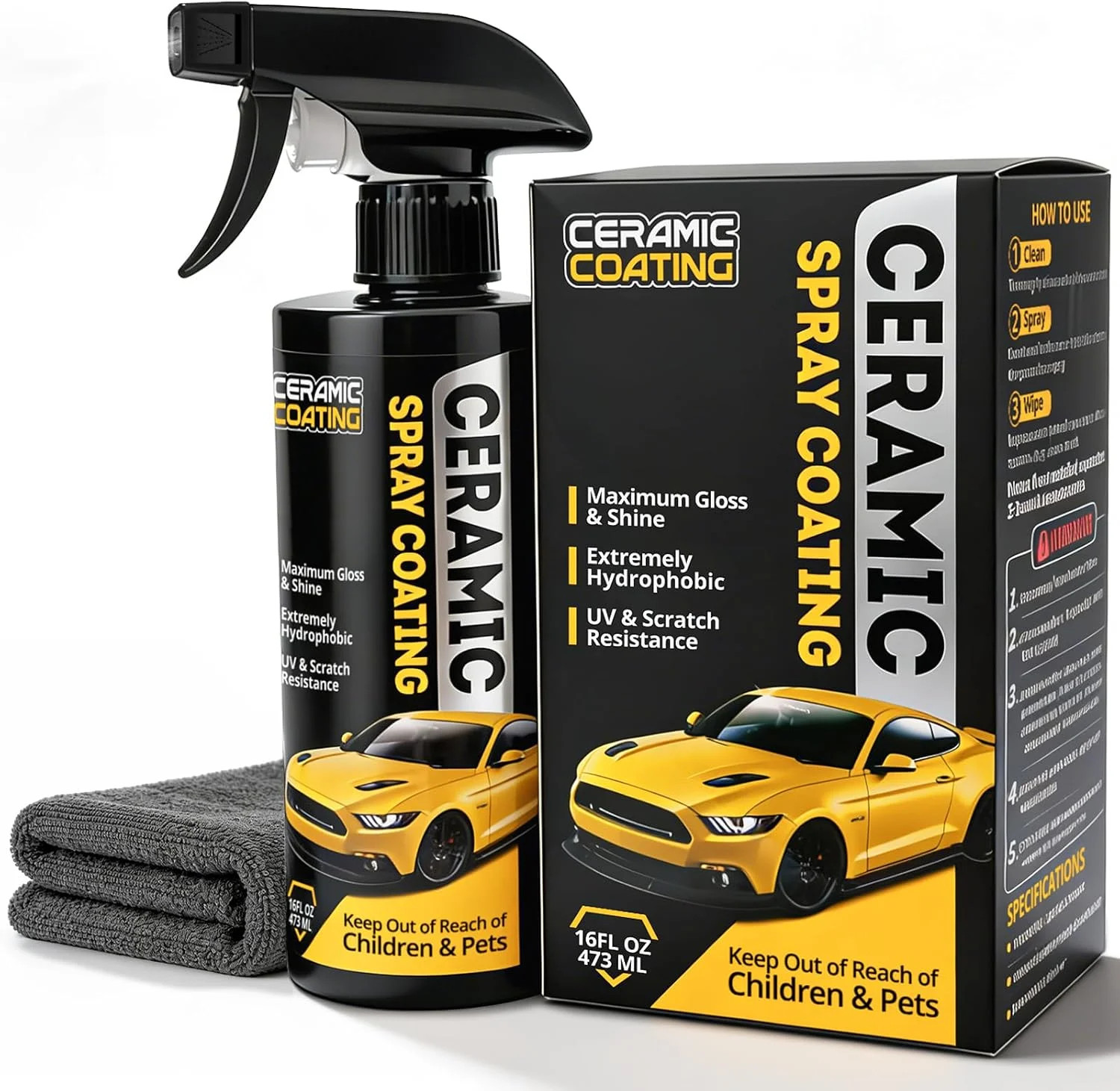 Extremely Hydrophobic Ceramic Coating, Multi-Use Ceramic Spray Coating for Vehic