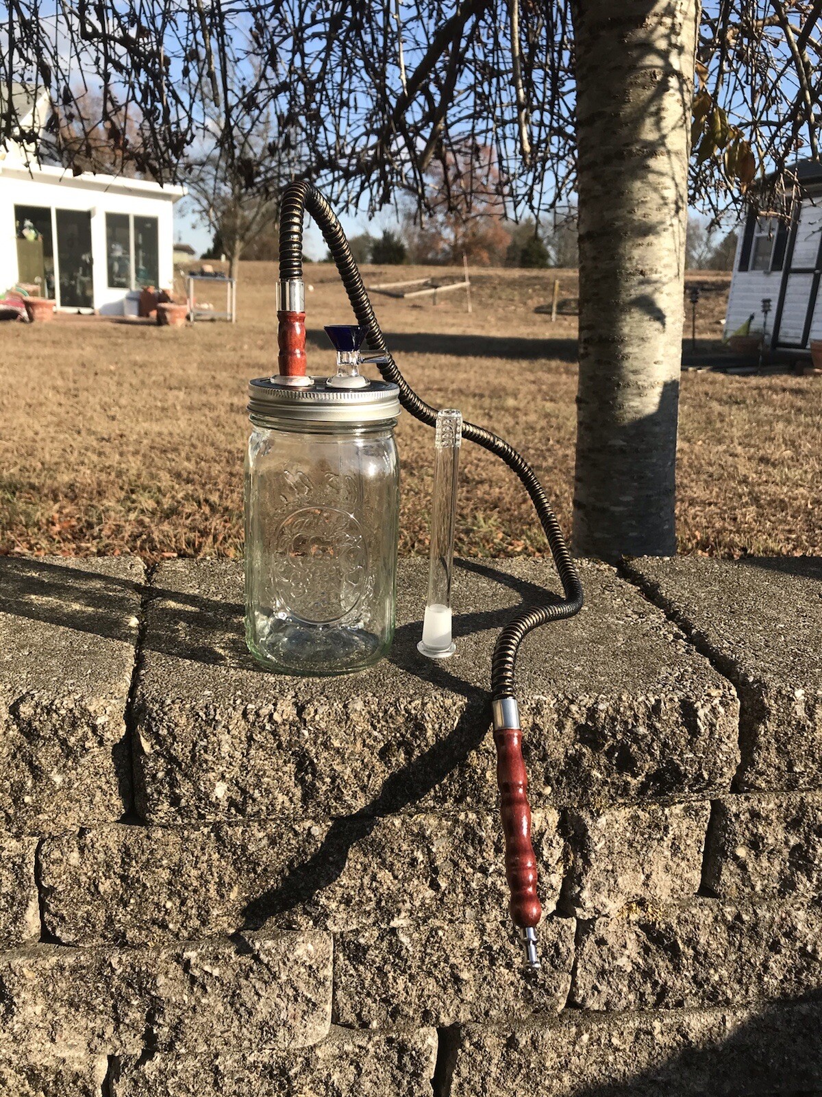 Swiss Fire Downstem Mason Jar Hookah 32oz 19/14mm Thick Bowl Bong Water Pipe
