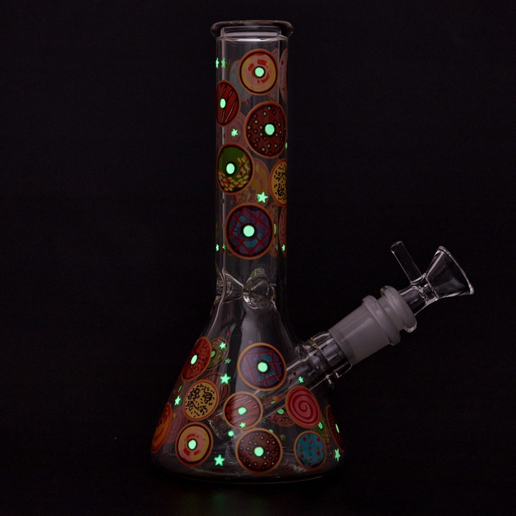 7.8&Prime; Donut Fluorescent Glass Bong Glass Water Pipe Smoking Tobacco Beaker 14MM