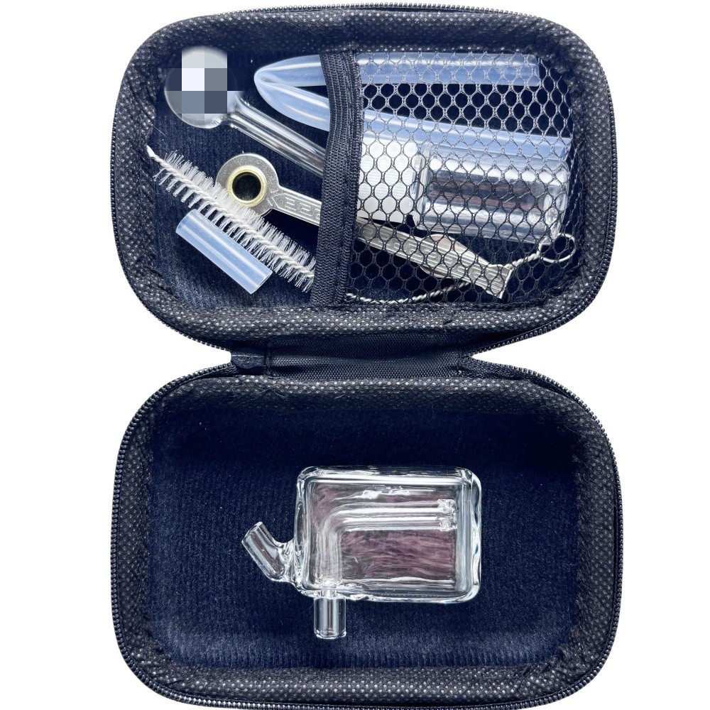 Mini Thick 2.7 » Rectangle Glass Bong Hookah Smoking Water Pipe W/TOOL BOX