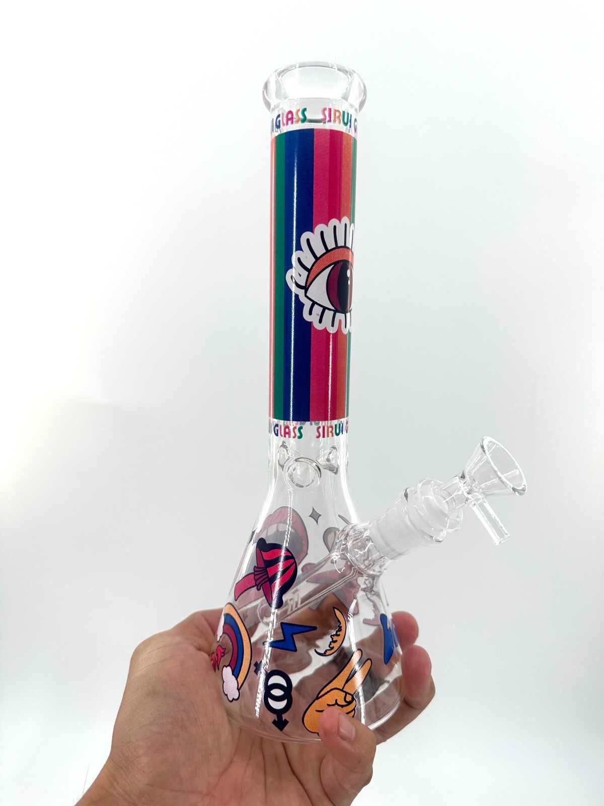 11&Prime; Cute Big Eye Glass Bongs Filter 14mm Bowl Bubbler Cute Cartoon Best Gifts