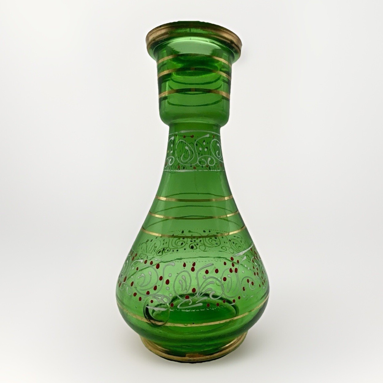 Hookah Vase Glass Painted Green – 8.5 Inches Tall