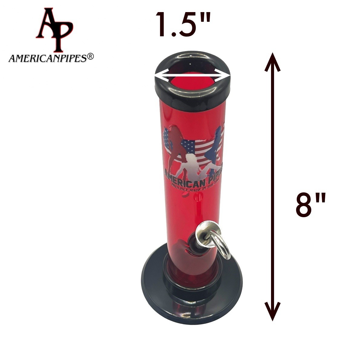 INHALE®️ 1.5X8&Prime; ACRYLIC HOOKAH WATER PIPE ORANGE WITH CARB MADE IN THE USA