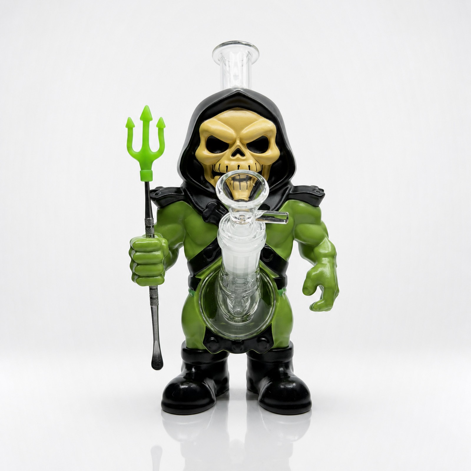 8.25&Prime; Green Skull Warrior Character Glass Bong Water Pipe Smoking Tobacco Hookah
