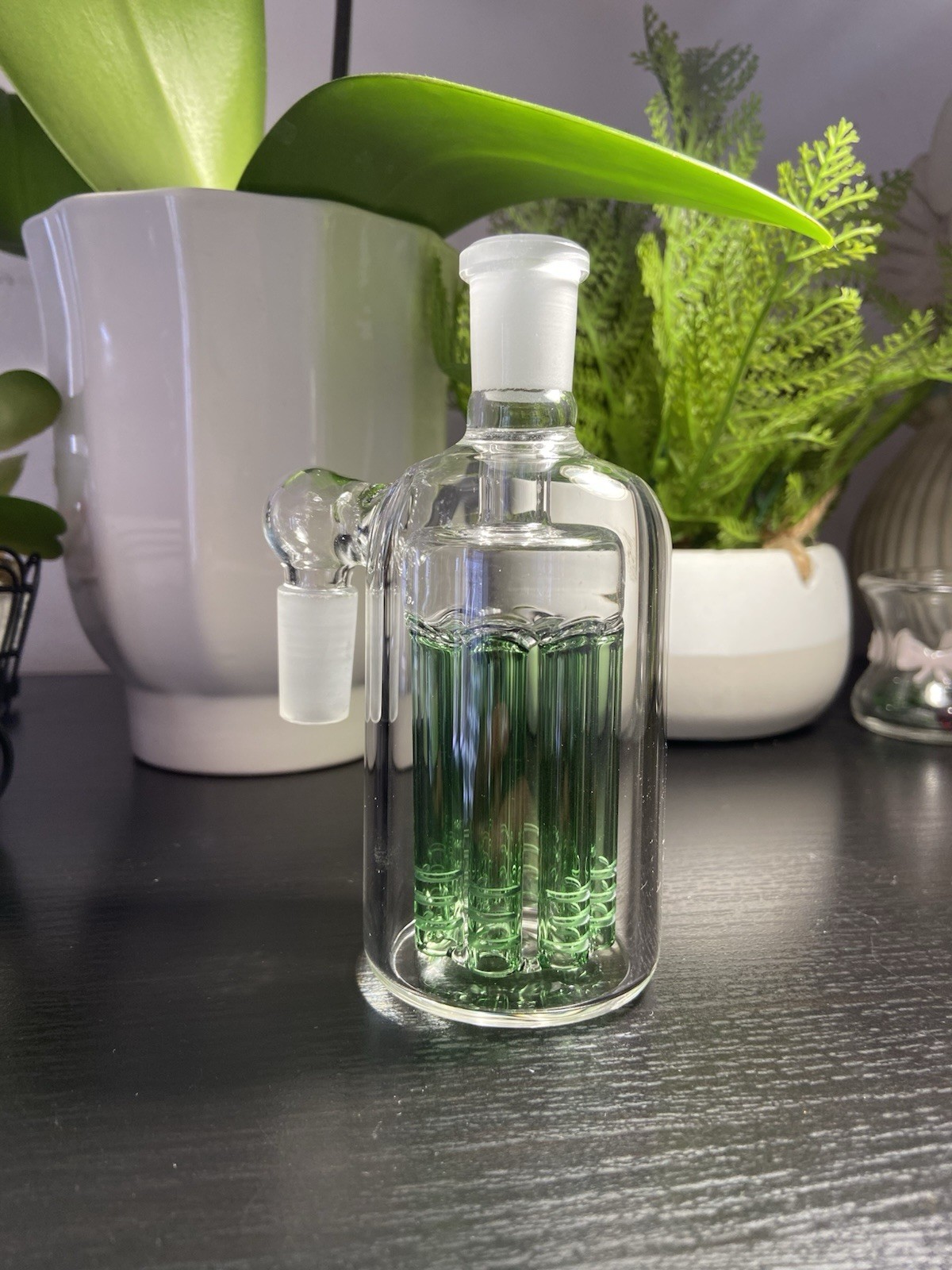 14MM GREEN HOOKAH WATER PIPE ASH CATCHER 8ARM TREE PERC 90 DEGREE