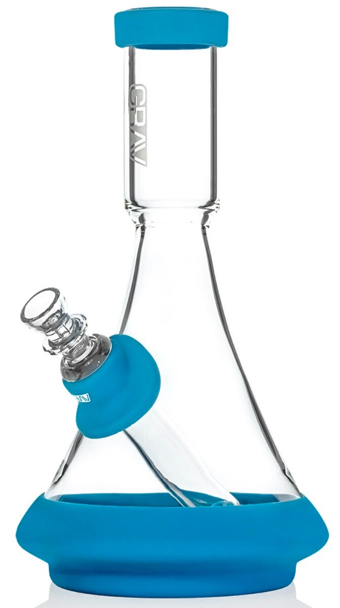 THICK Grav® Deco Beaker Bong Silicone Bong Glass Water Pipe Bubbler BLUE *USA*