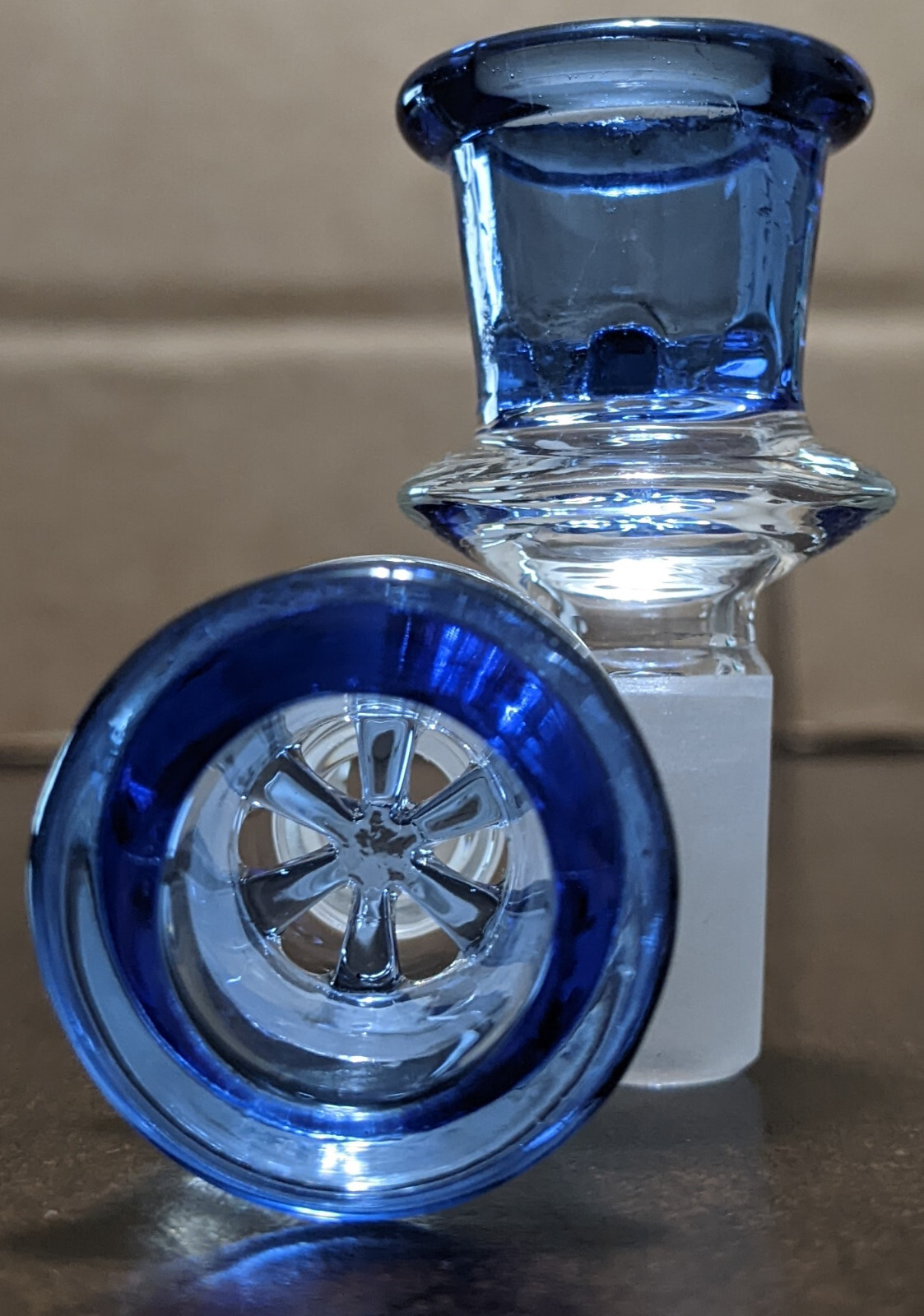 14mm Glass SNOWFLAKE SCREEN Slide BOWL Male for Water Pipe Bong (1 – ONE) Blue