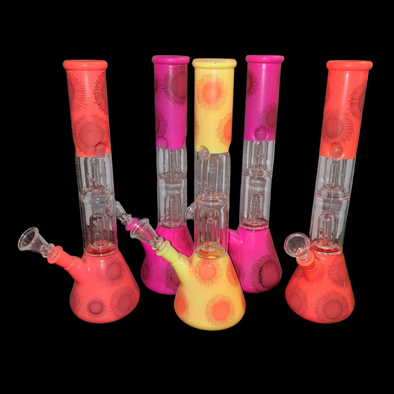 12&Prime; Double Dome Percolator Glass Bong-Assorted Colors