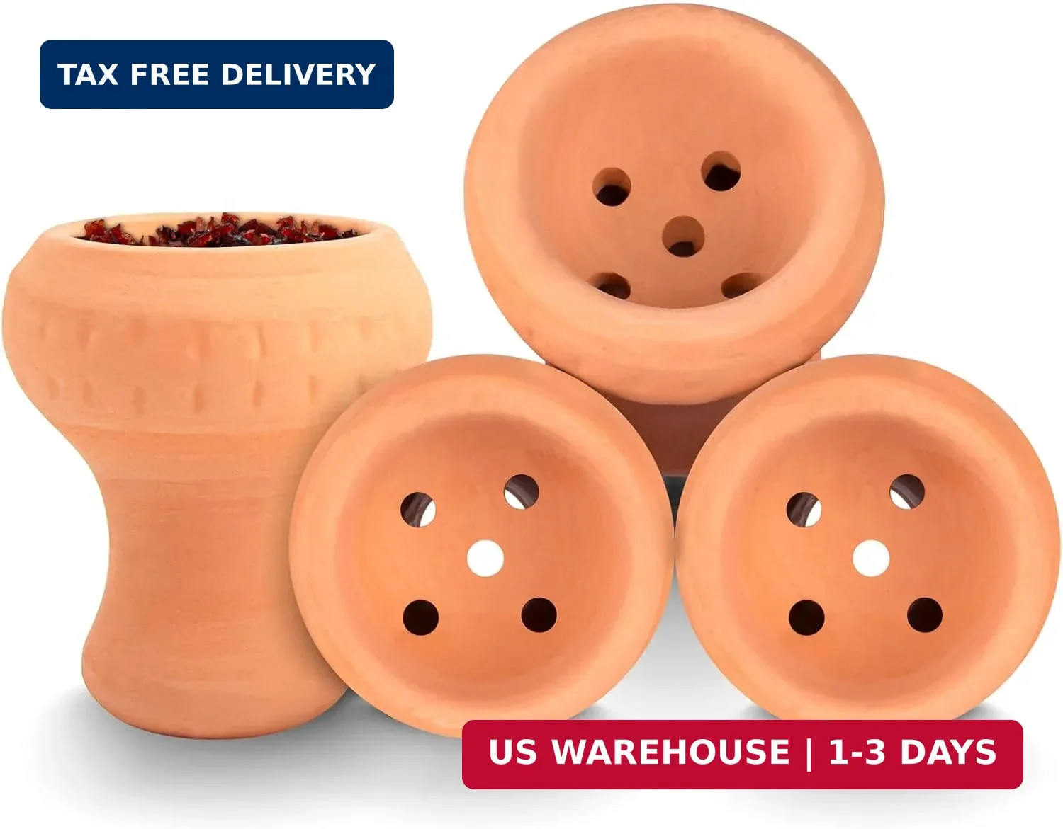 2 Pcs Clay Hookah Bowl for Shisha Premium Tobacco Bowl Hookah Accessories