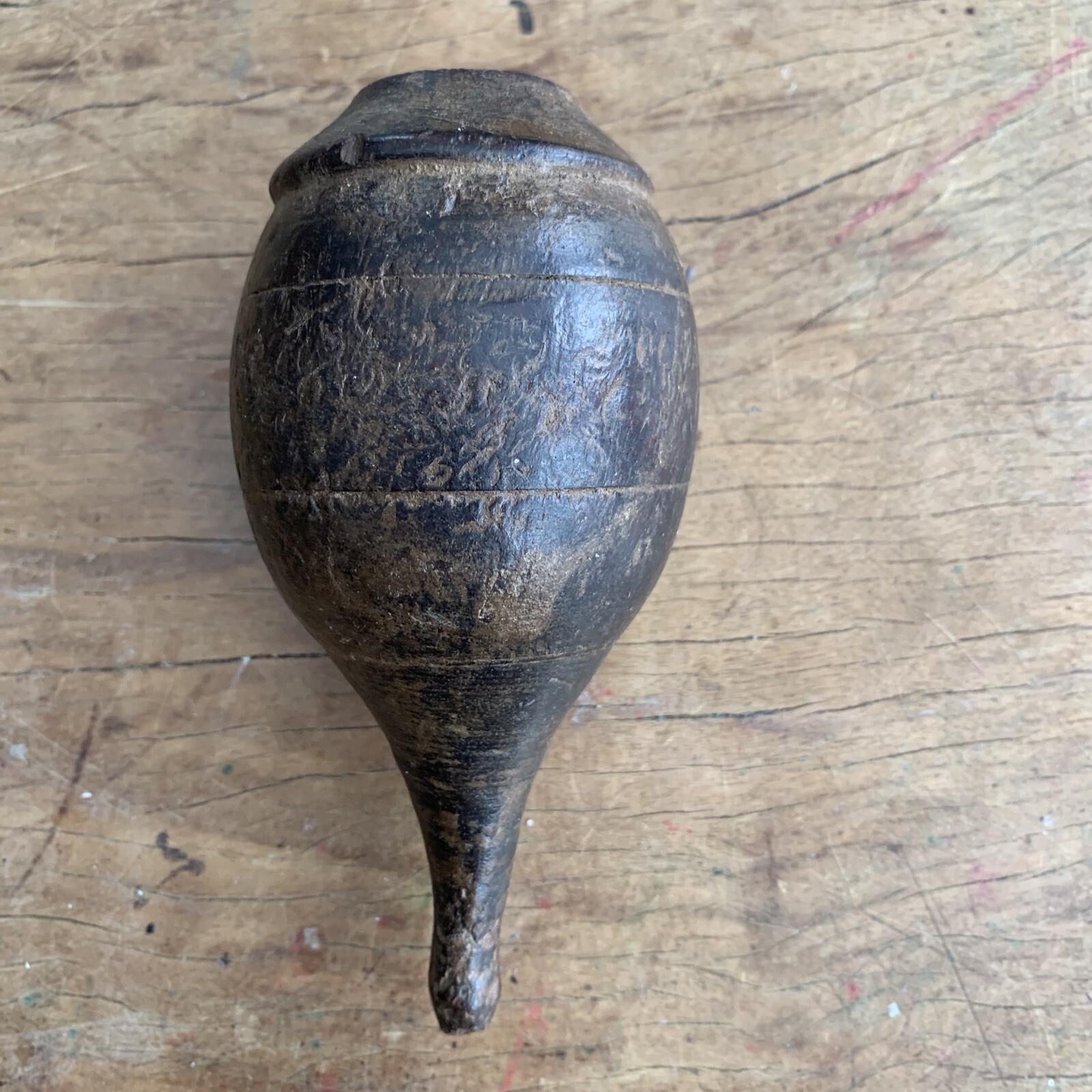 Antique Wooden Indian Water Pipe Vessel (Huqqah)