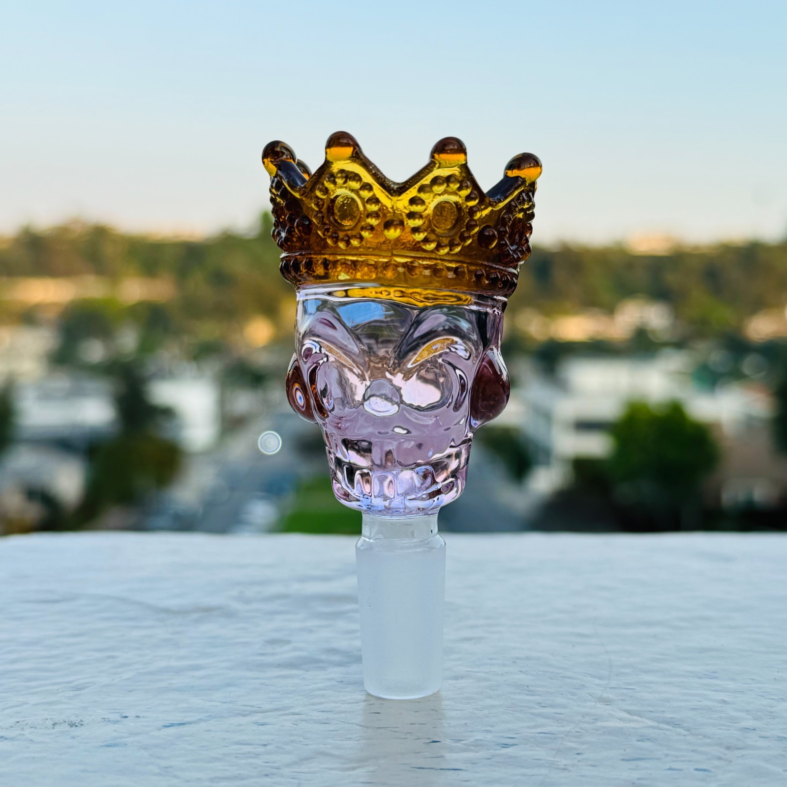 14mm Premium Thick Glass Blue Skull King in Crown Bowl Head for Bong Repalcment