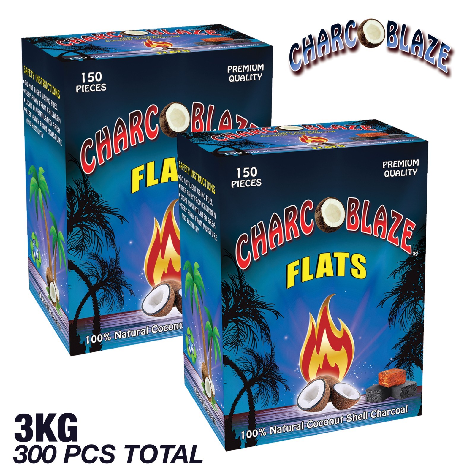 Charcoblaze 3kg Hookah Charcoal Flats 300 pcs SHIP FROM US Coconut SALE