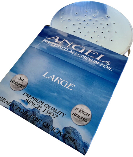 PRE-POKED ALUMINUM HOOKAH FOIL « ANGEL » – Large 5 INCH, 1 BOX OF 50 SHEETS