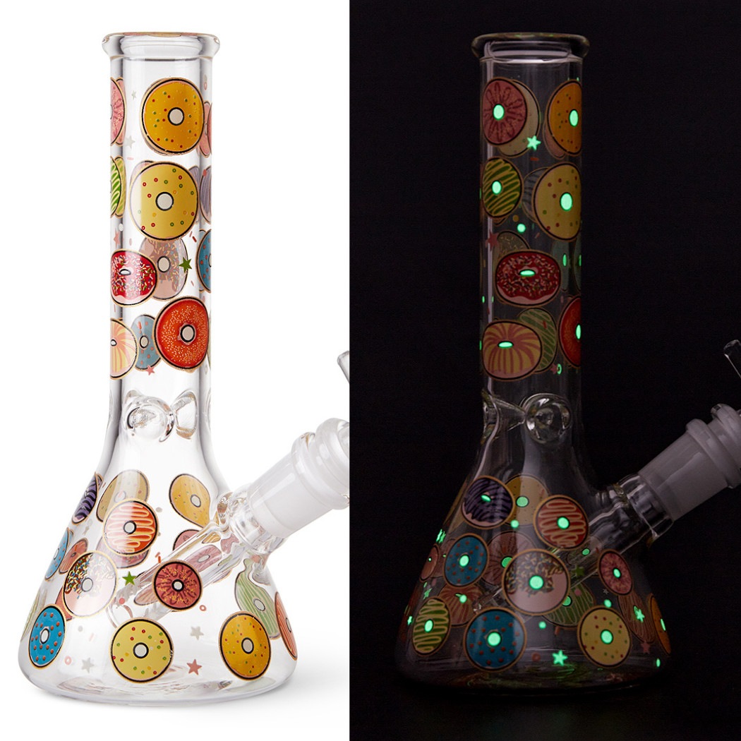 7.8&Prime; Donut Fluorescent Glass Bong Glass Water Pipe Smoking Tobacco Beaker 14MM