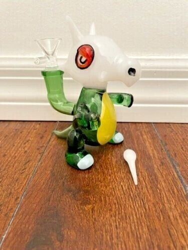 5&Prime; Premium Glass Water Pipe Art Green Cubone Pokemon Mini Bubbler 14mm