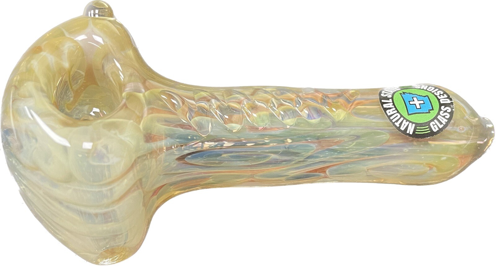 Natural State Glass Designs Handmade Rainbow Fume Linework Glass Spoon Pipe