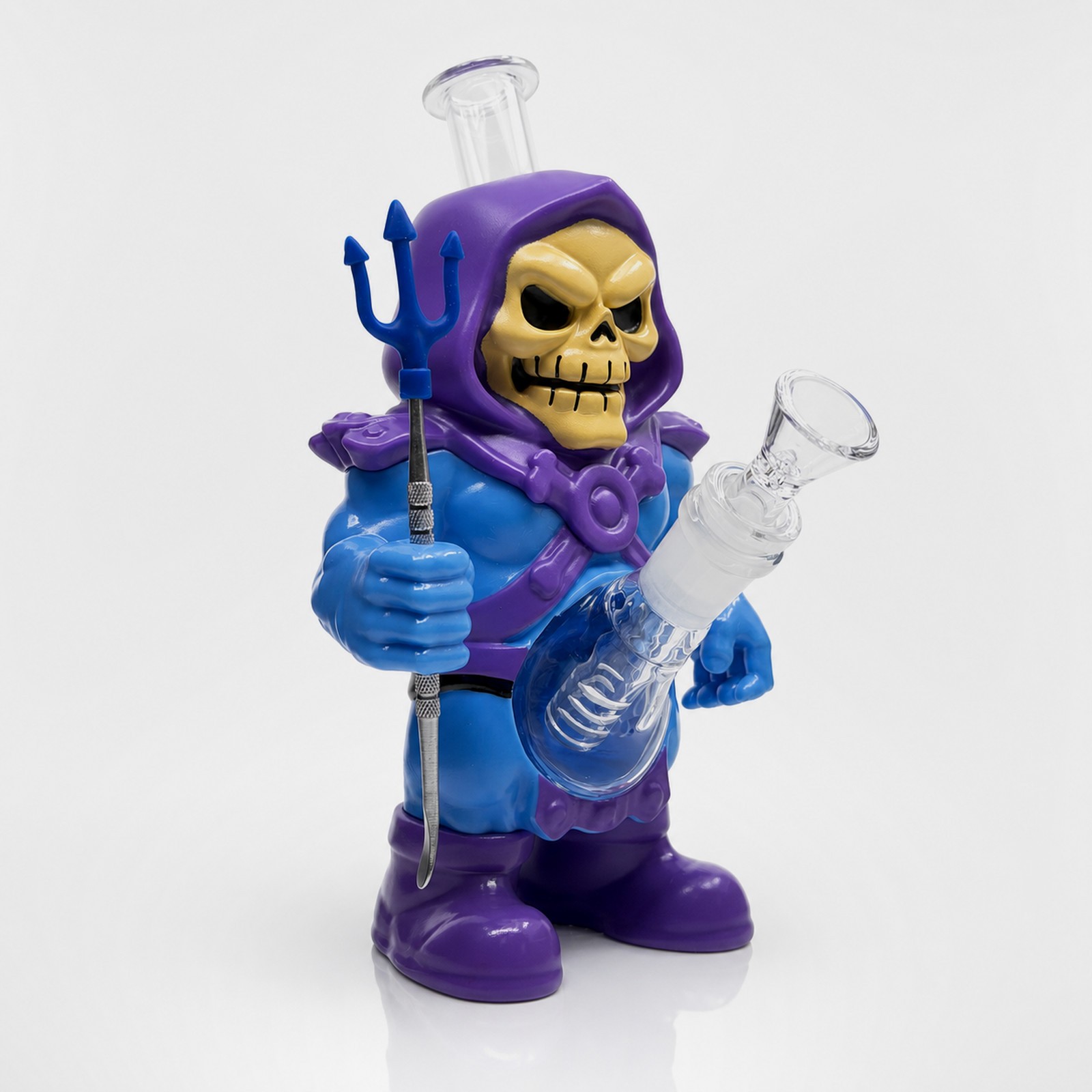 8.25&Prime; Purple Hooded Skull Sorcerer Water Pipe Glass Bong Smoking Tobacco Novelty