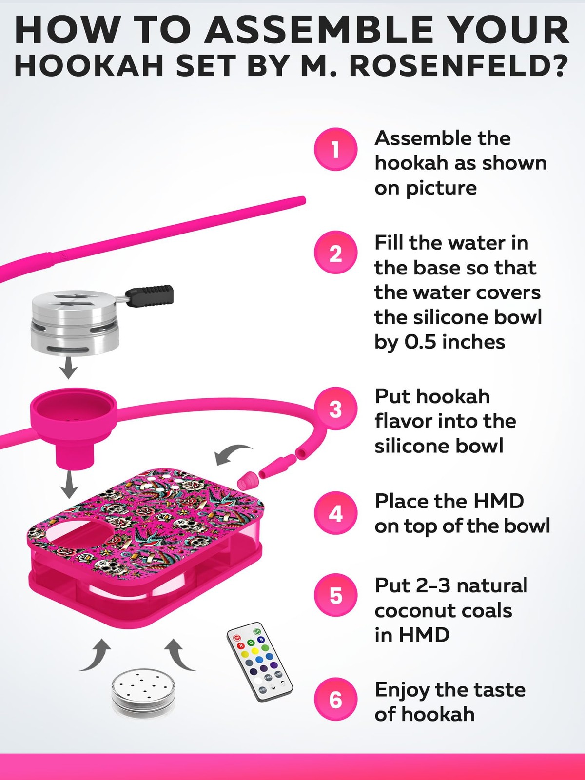 Tatoo Pink Hookah Set With Everything And Case – Premium Small Hookah Set Travel