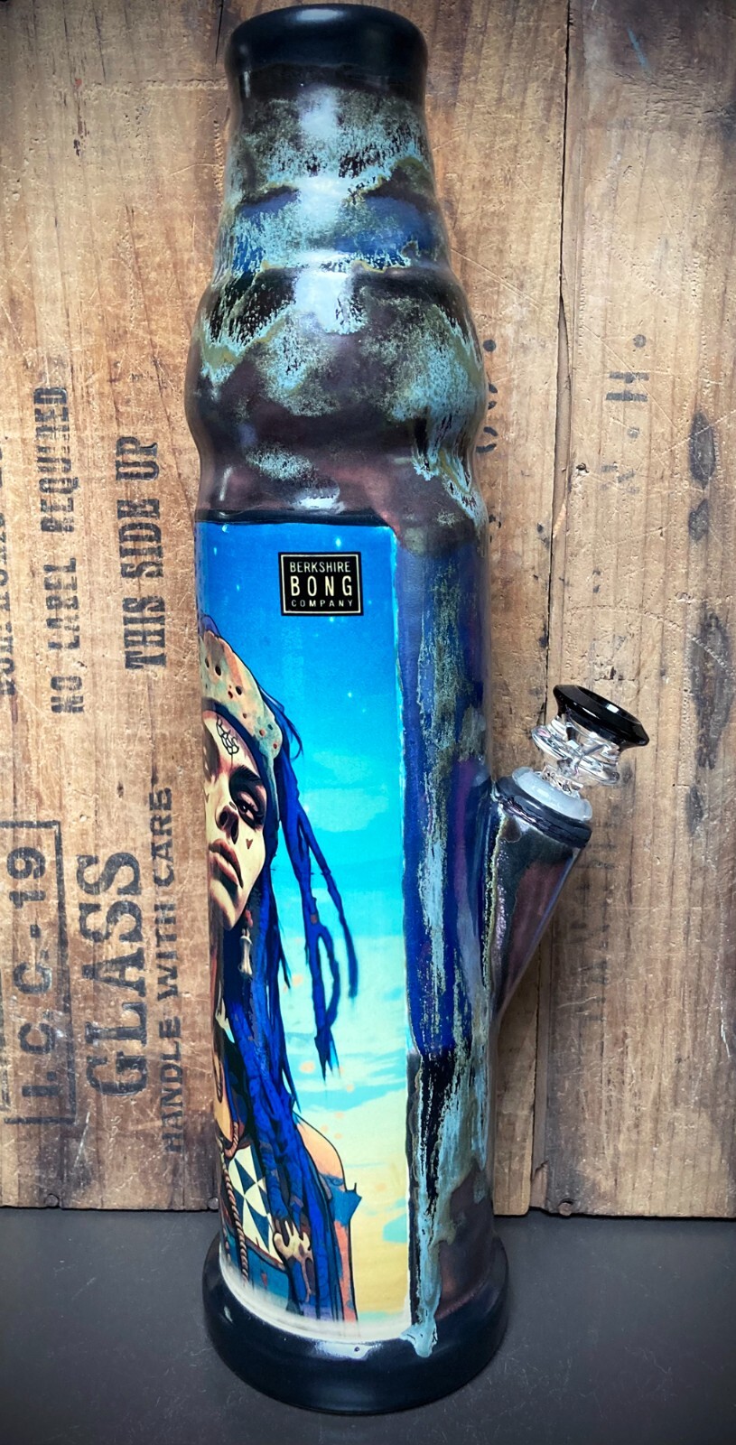 Handmade Ceramic Bong Hookah Bubbler Water Pipe Star Seed Indigo Girl Glass Bowl