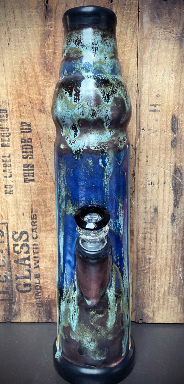 Handmade Ceramic Bong Hookah Bubbler Water Pipe Star Seed Indigo Girl Glass Bowl