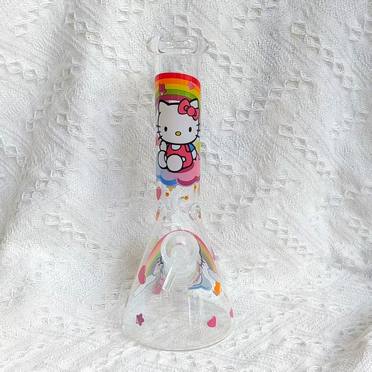 10&Prime; HI kitty Glass Bong Smoking Thick Water Pipe Rainbow Hookah Randomly send