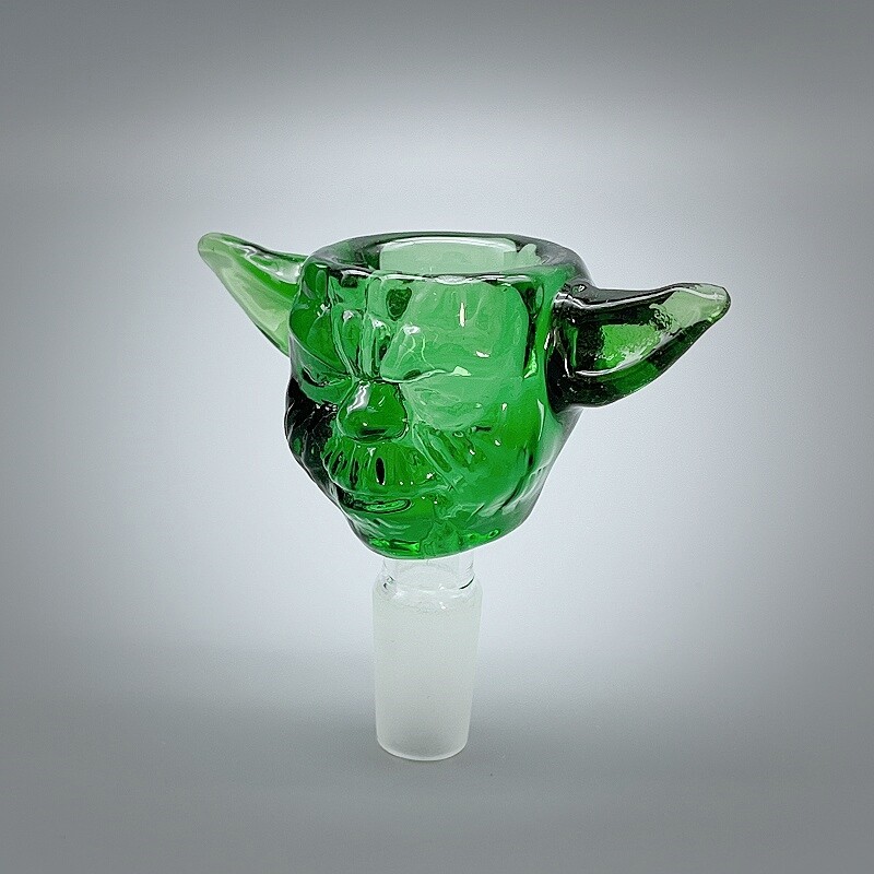 Premium Thick 14mm male Glass Yoda Bong Bowl Slide Holder Large Capacity Green