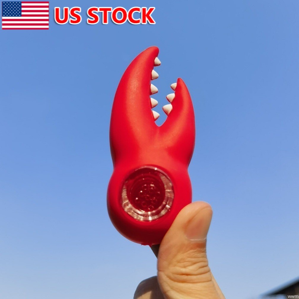 1Pc 3.5&Prime; Silicone Hand Pipe Red Crab Claws Hand Pipe Smoking Pipe w/Glass Bowl
