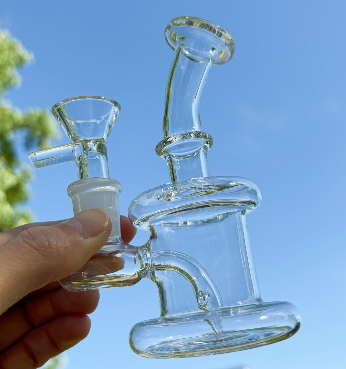 Clear 5&Prime; Mini Glass Bong Diffused Percolator Water Pipe Hookah Bubbler w/Bowl