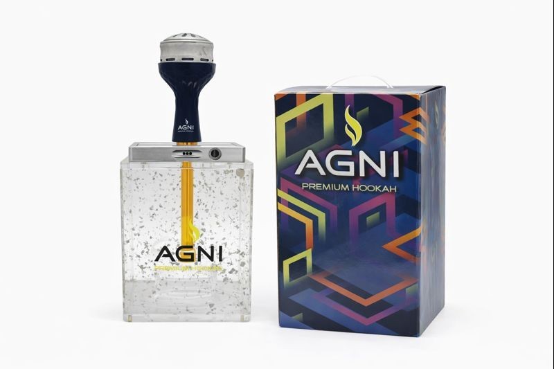 AGNI Hookah Rock Premium Glass Handle with LED – SILVER | Full Set | Free Shipp