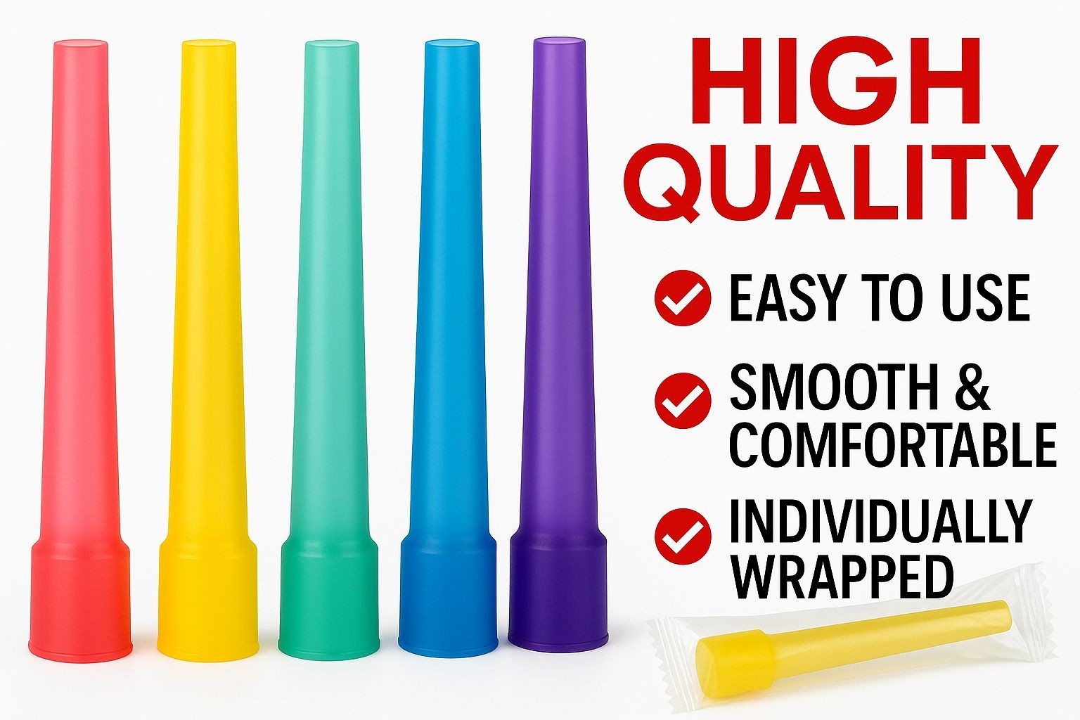 1500 pcs 3.5&Prime; Mixed Color Hookah Disposable Mouth Tips Individually Wrapped