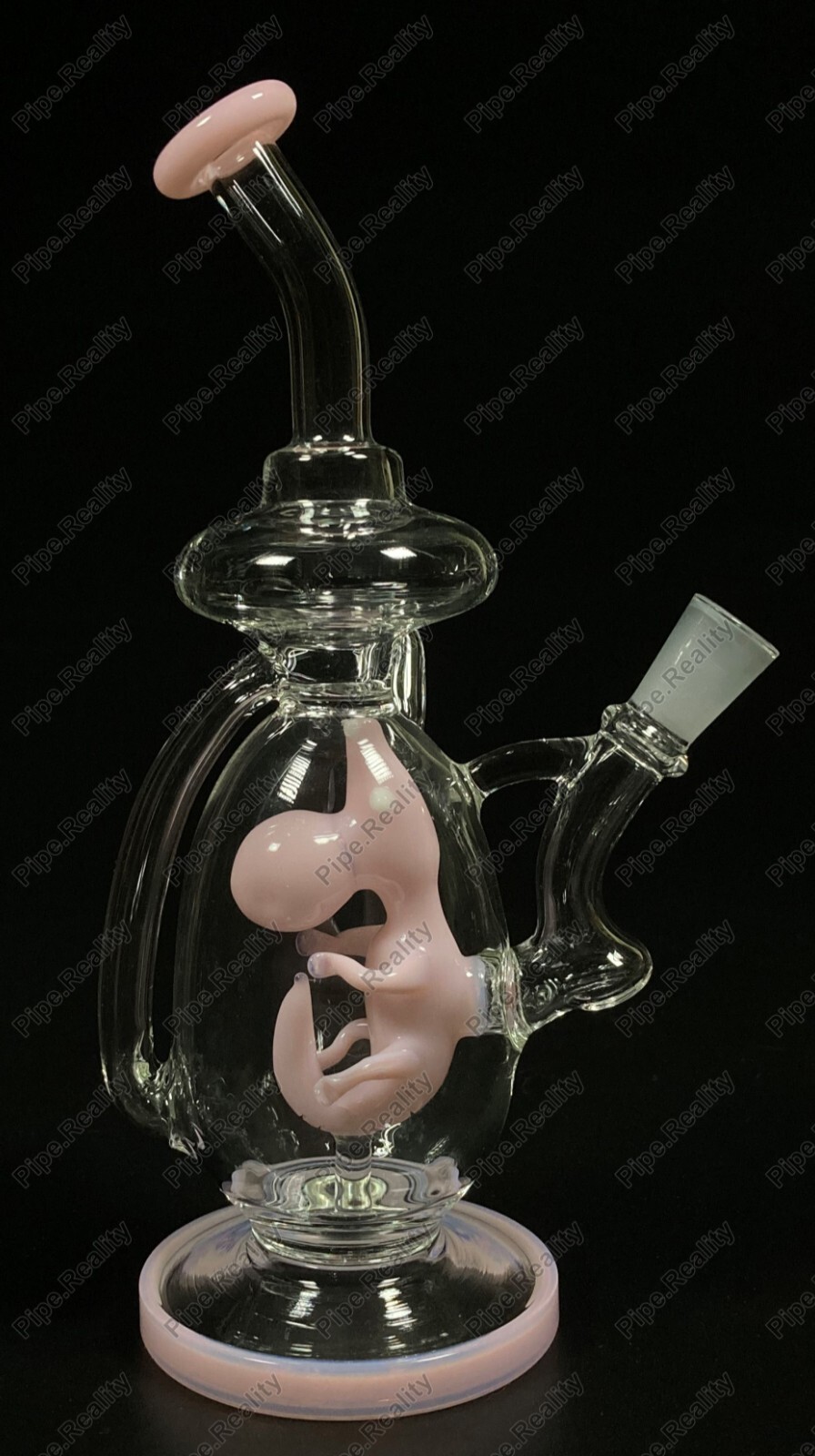 8&Prime; Pink Dinosaur in Egg Glass Recycler Bong Bubbler 45° 10mm Bent Neck |VIDEO|